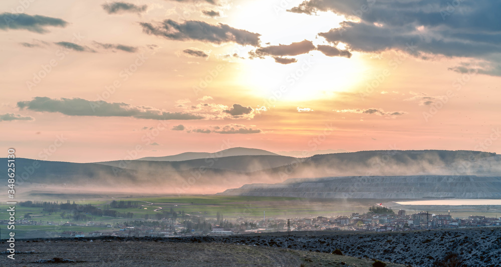 Remote view of Kırka town and Eti Boron institution Remote view of Kırka town and Eti Boron institution