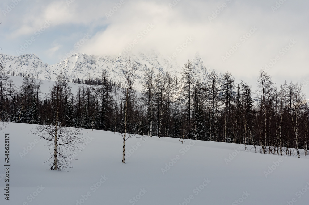 Winter hike in the Ural mountains. The beauty of the mountains. Winter hike in the Ural mountains. The beauty of the mountains.
