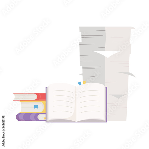 books stack and pile papers office isolated icon design