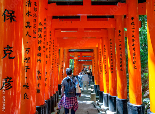 Kyoto, Japan - May 04 2019 : Scenery of the Fushimiinari taisha Shrine. The shrine became the object of imperial patronage during the early Heian period.