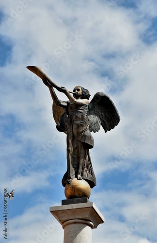 Sculpture Trumpeting Angel Uzupis in Vilnius, Lithuania.