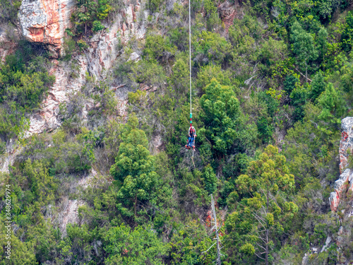 Fotografie, Obraz Bungy jumping Sports in South Africa in Canyon