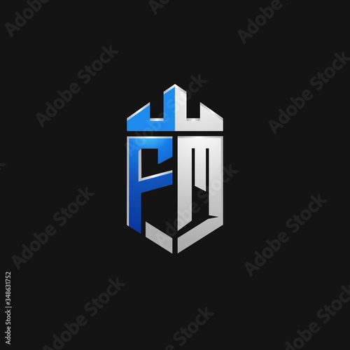 FM initials shield logo monogram designs modern templates.