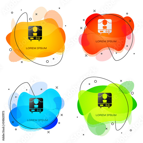 Black X-ray machine icon isolated on white background. Abstract banner with liquid shapes. Vector