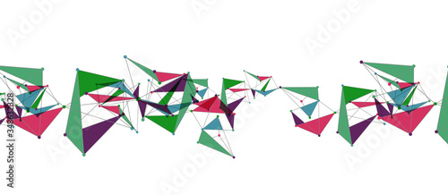 Line points connections, triangular technology design. Abstract geometric background