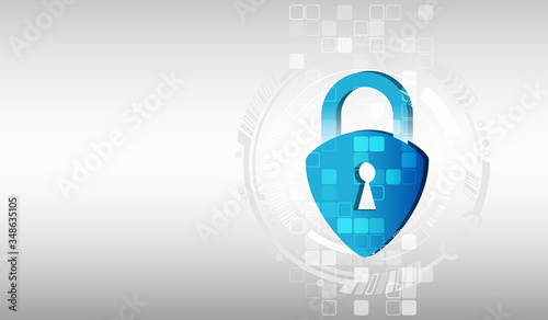 Global antivirus secure system. Hi-tech communication background. Cyber attack protection privacy concept. Futuristic padlock vector illustration. Protection from virus attack.