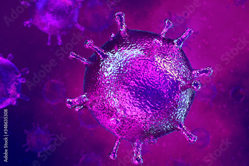 Coronavirus 2019 COVID-19 outbreak. Biology science 3d rendering