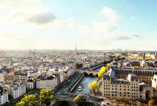 view of Paris from Eiffel Tower from the top of Cathédrale Notre-Dame. © Ryan