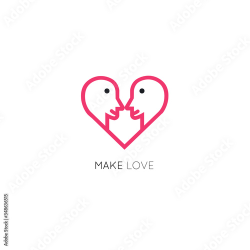 Heart of two human profiles - symbol of love and relationships - logo design template in vector.