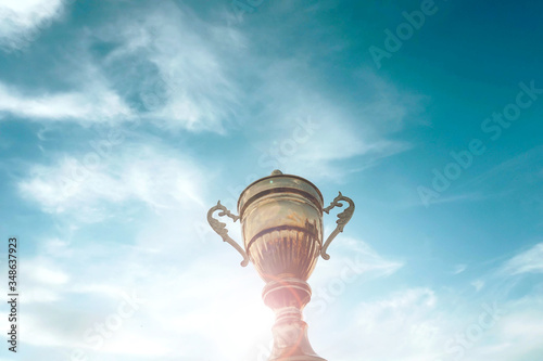winner trophy on sky background
