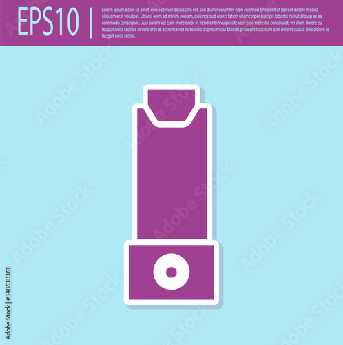 Retro purple Inhaler icon isolated on turquoise background. Breather for cough relief, inhalation, allergic patient. Vector