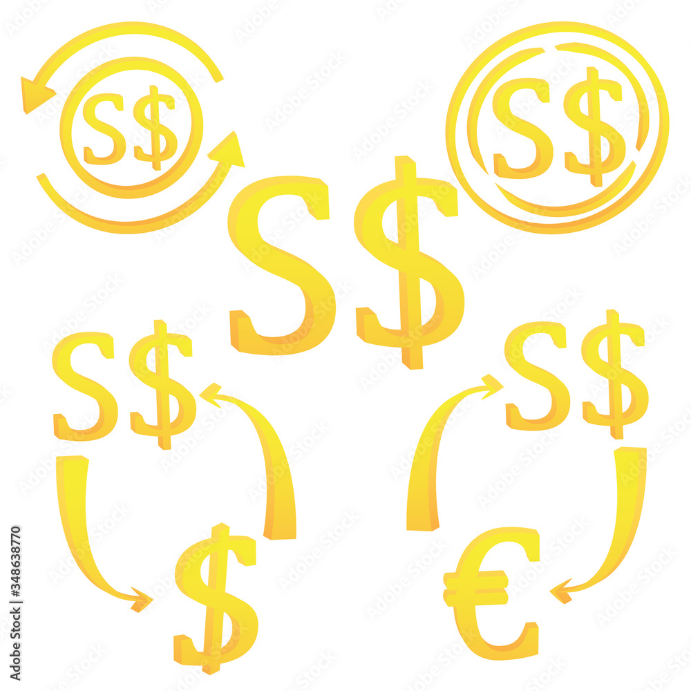 3D Singapore dollar currency symbol. set of icon 3D Singapore dollar currency symbol. set of icon