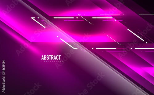Dynamic neon shiny abstract background. Trendy abstract layout template for business or technology presentation, internet poster or web brochure cover, wallpaper