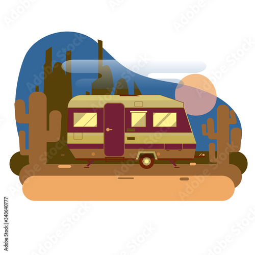illustration of a trailer at the campsite