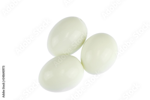  close up on boiled egg isolated on white background