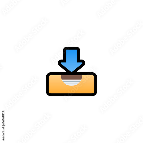 Inbox Tray Vector Icon. Box Isolated Emoji, Emoticon Illustration	