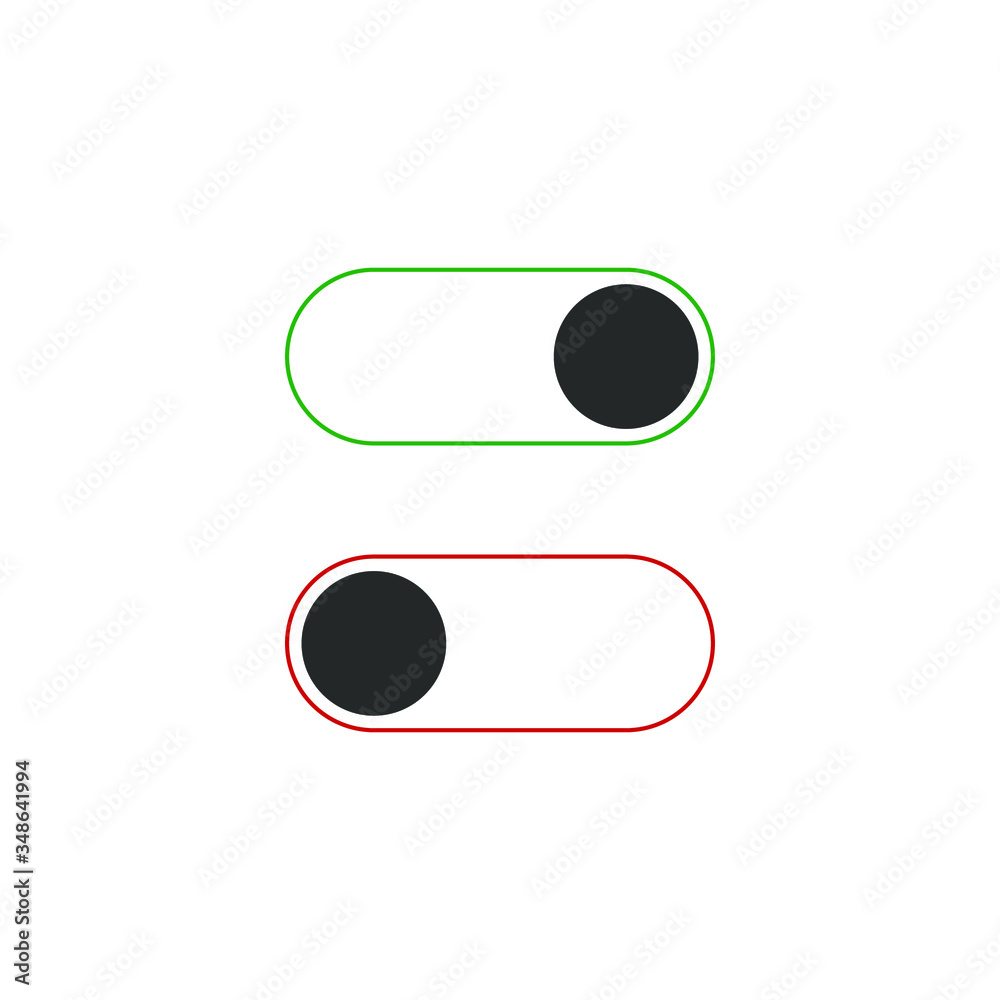 On and Off icon. Black switch button. Flat design. On and Off icon. Black switch button. Flat design.