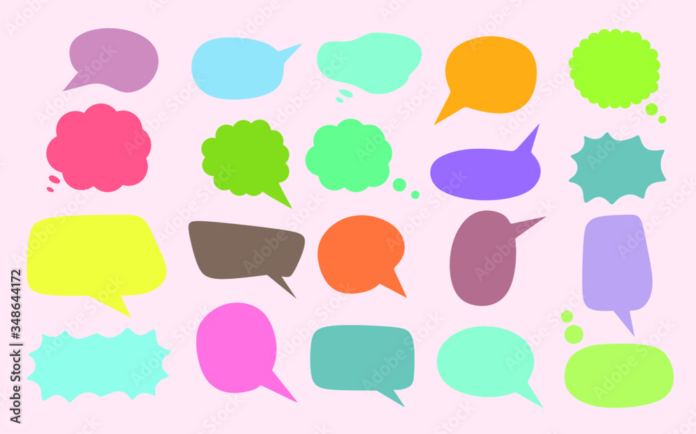 Set of colorful big speech bubbles