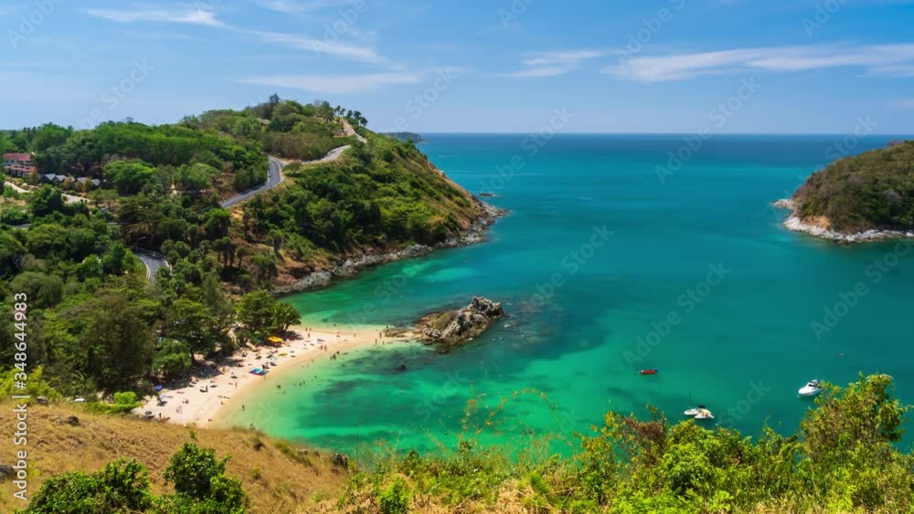 Clear blue Andaman sea from Windmill View Point near Laem Promthep Cape, Phuket, Thailand; panning right - Time Lapse Clear blue Andaman sea from Windmill View Point near Laem Promthep Cape, Phuket, Thailand; panning right - Time Lapse