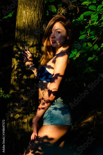 beautiful sexy girl dark forest