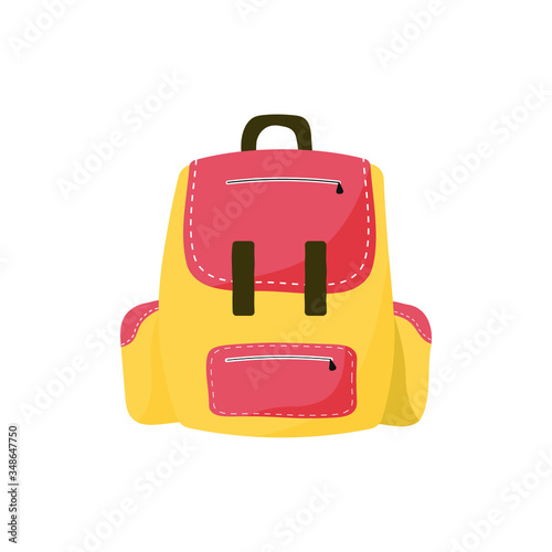 Backpack for hiking, flat design. Tourist backpack or hike bag.