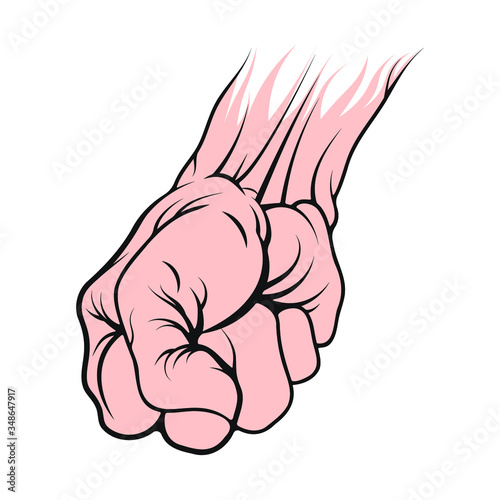 Hand-drawn male fist down with a black stroke.