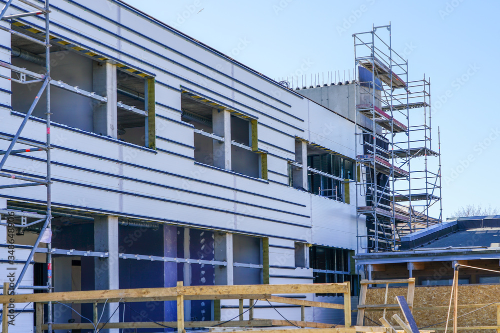 construction of a new modern highly energy efficient house construction of a new modern highly energy efficient house