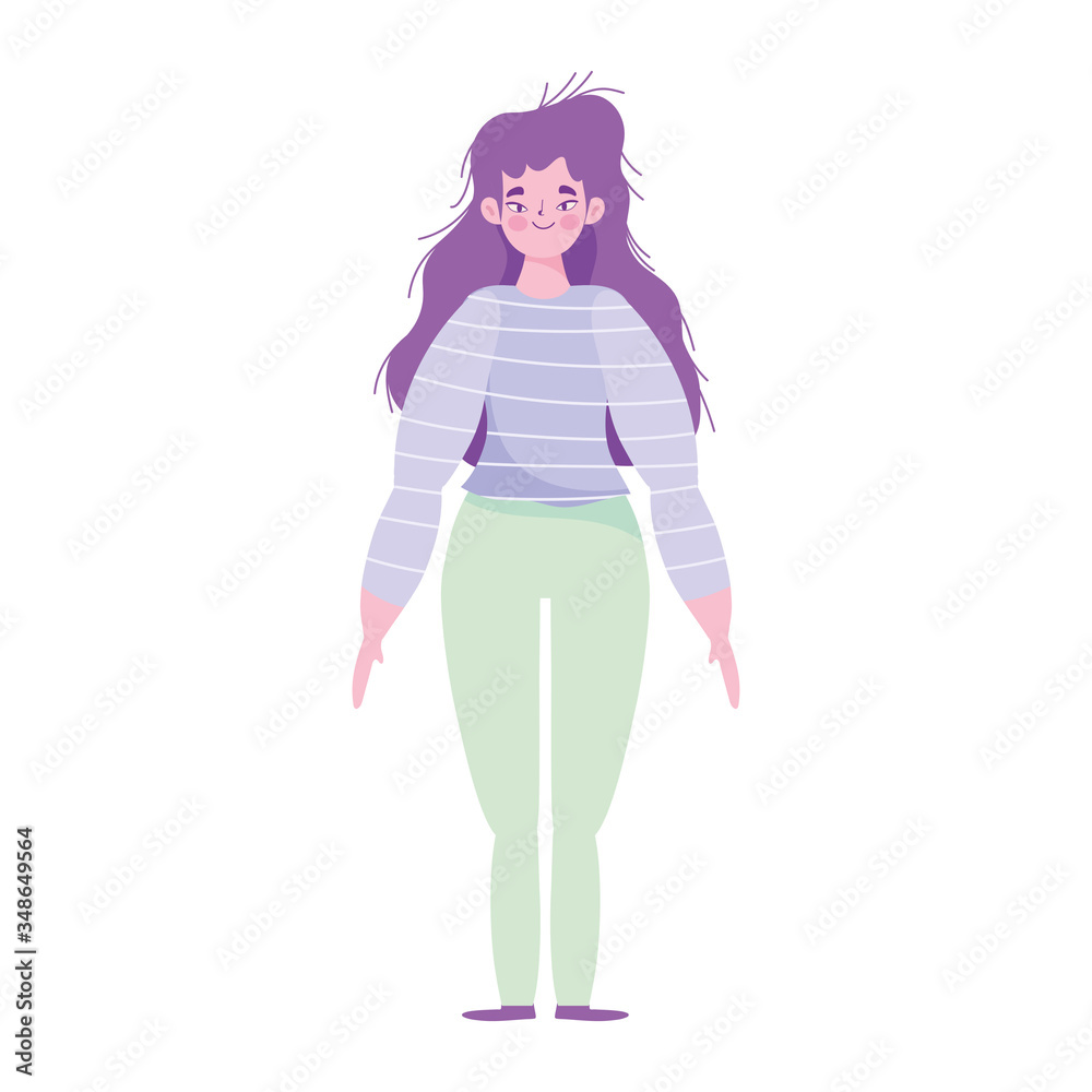 young woman cartoon character female standing isolated design young woman cartoon character female standing isolated design