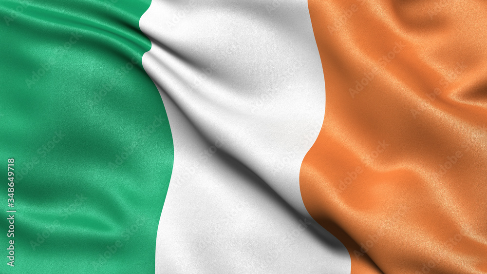 3D illustration of the flag of the Republic of Ireland waving in the wind. 3D illustration of the flag of the Republic of Ireland waving in the wind.