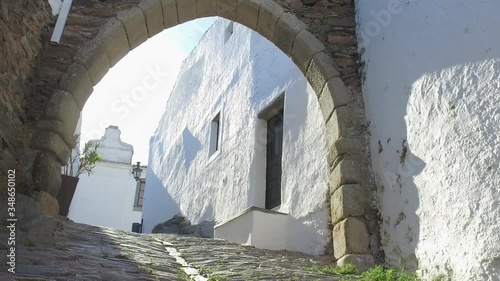 street of european medieval castle in alentejo old village monsaraz Portugal 