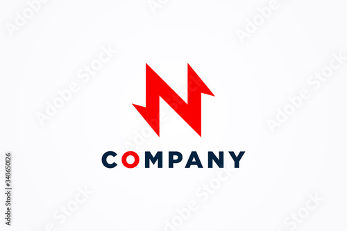 Free Download Abstract Initial Letter N Logo. Red Geometric Arrows Flash Thunderbolt Icon. Usable for Business, Technology and Electricity Logos. Flat Vector Logo Design Template Element. - GFXLoad