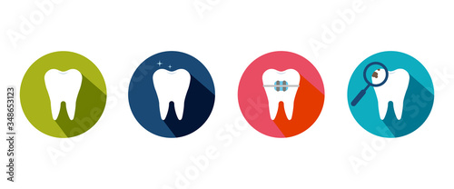 Dentist flat design long shadow. Color icons - vector illustration. photo