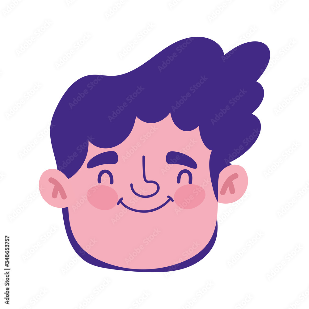 young man face character cartoon male cartoon character isolated icon