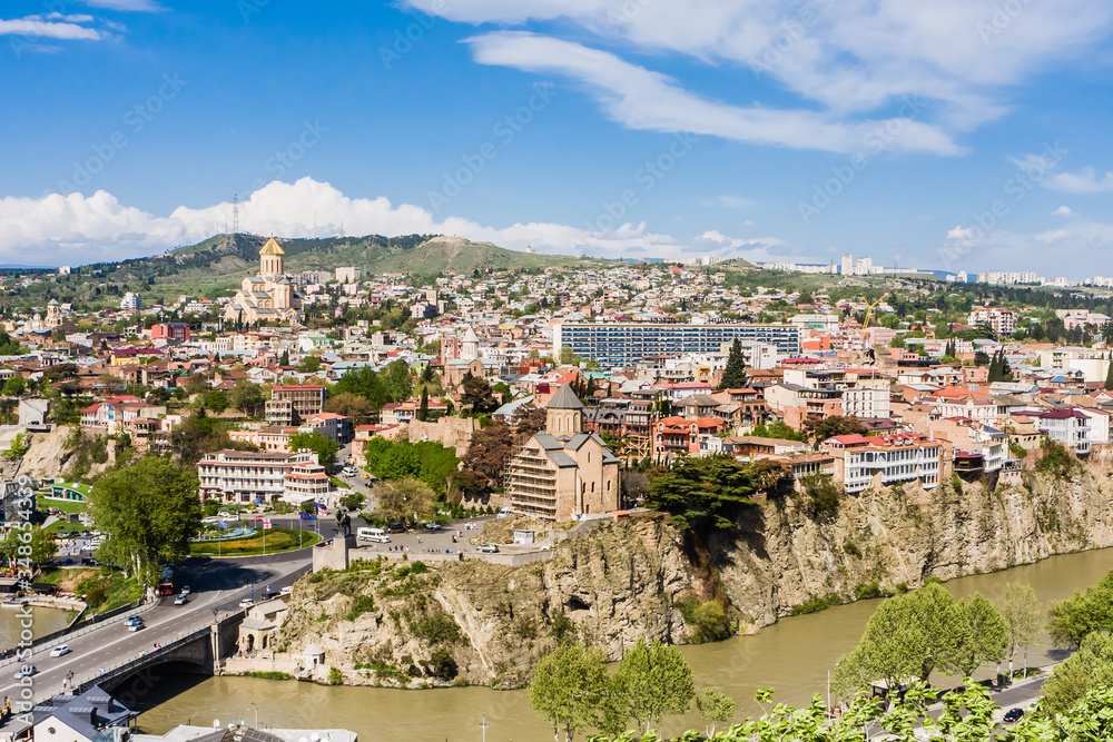Panorama view of Tbilisi, capital of Georgia country. View from Narikala Fortress