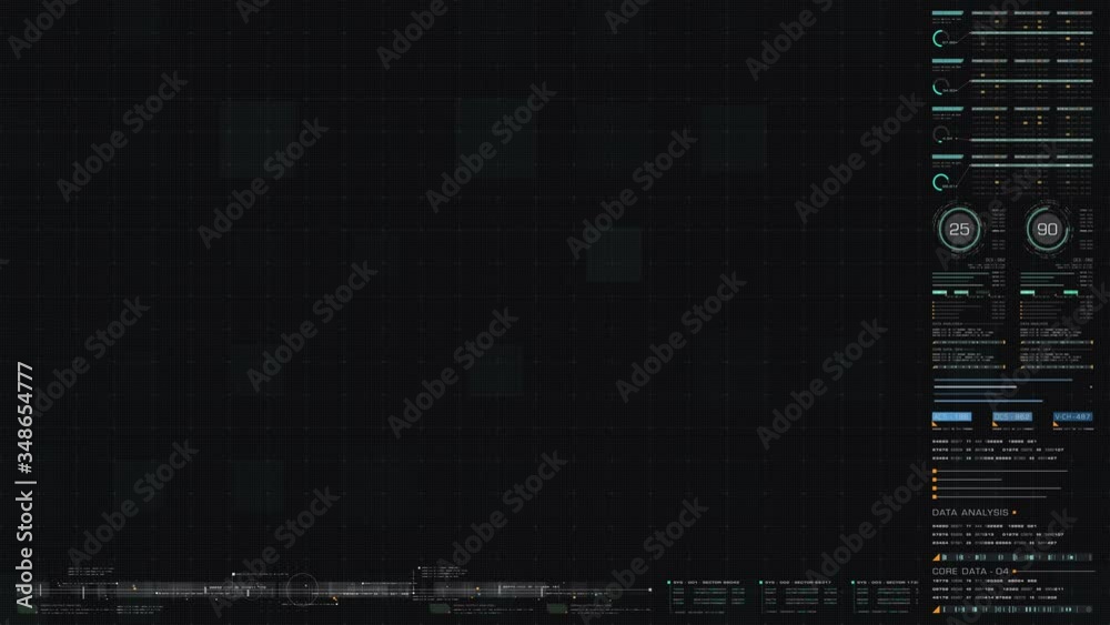 Futuristic motion graphic user interface head up display blank screen template with digital data telemetry information display for graphic overlay Futuristic motion graphic user interface head up display blank screen template with digital data telemetry information display for graphic overlay