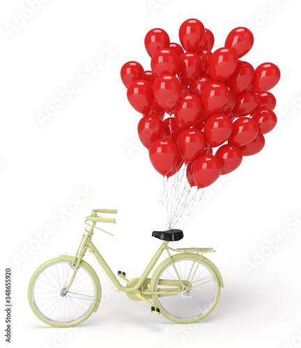 3D Bicycle with Many Balloons