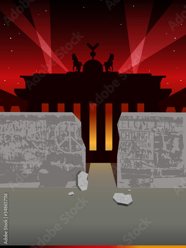 Berlin Wall with Germany background landscape vector