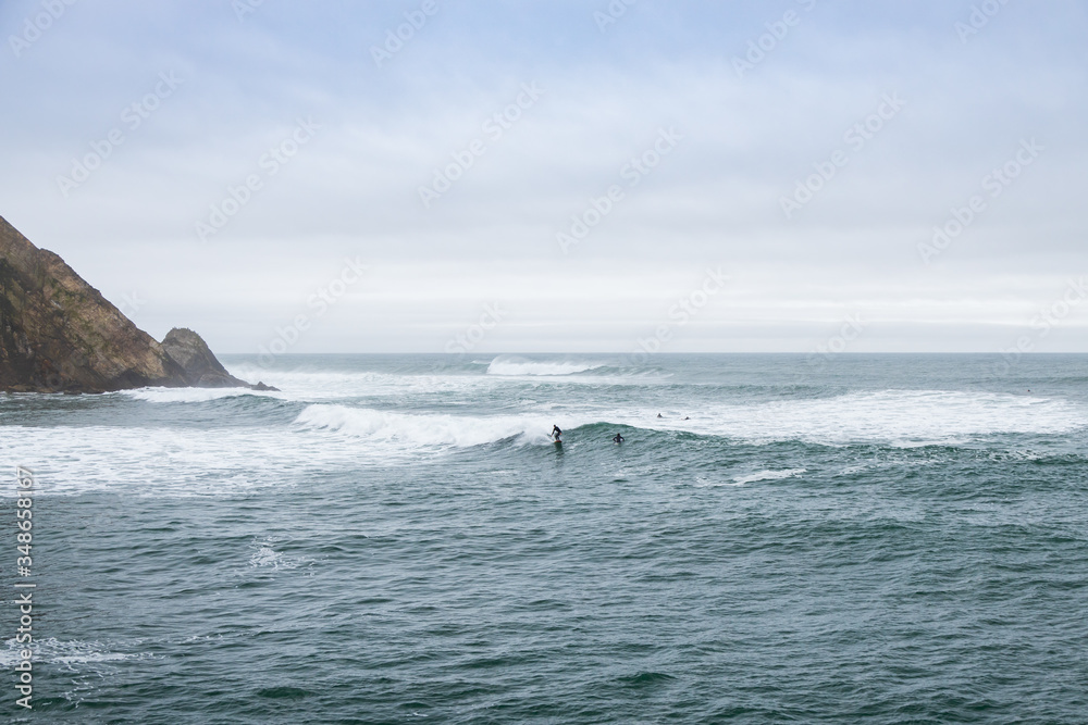 Surfers in the bay