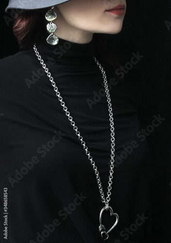 decoration on a woman's neck
