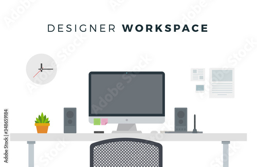 Designer Workspace computer on a white background