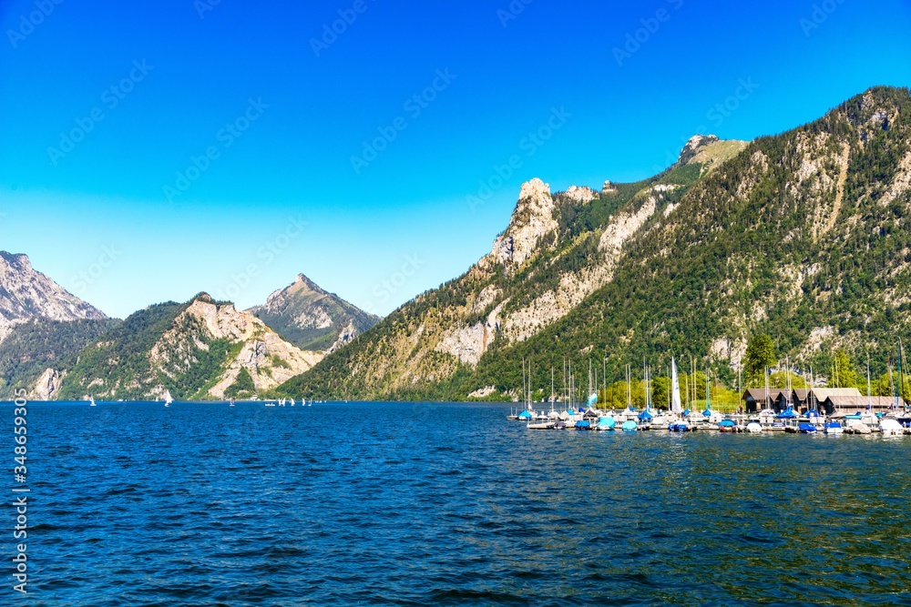 Obraz premium Ebensee on Traunsee, Lake Traun, Salzkammergut, Austria.
