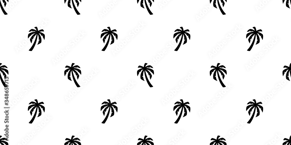 palm tree seamless pattern coconut tree vector island tropical ocean beach summer scarf isolated cartoon tile background repeat wallpaper illustration design