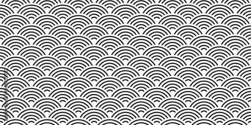 Japan wave seamless pattern vector japanese scarf isolated cartoon tile wallpaper repeat background illustration doodle design