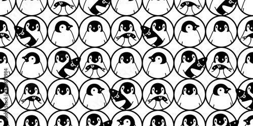 penguin Seamless pattern bird vector cartoon polka dot scarf isolated tile background repeat wallpaper illustration doodle design