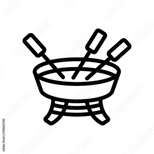 fondue with forks and skewers icon vector. fondue with forks and skewers sign. isolated contour symbol illustration