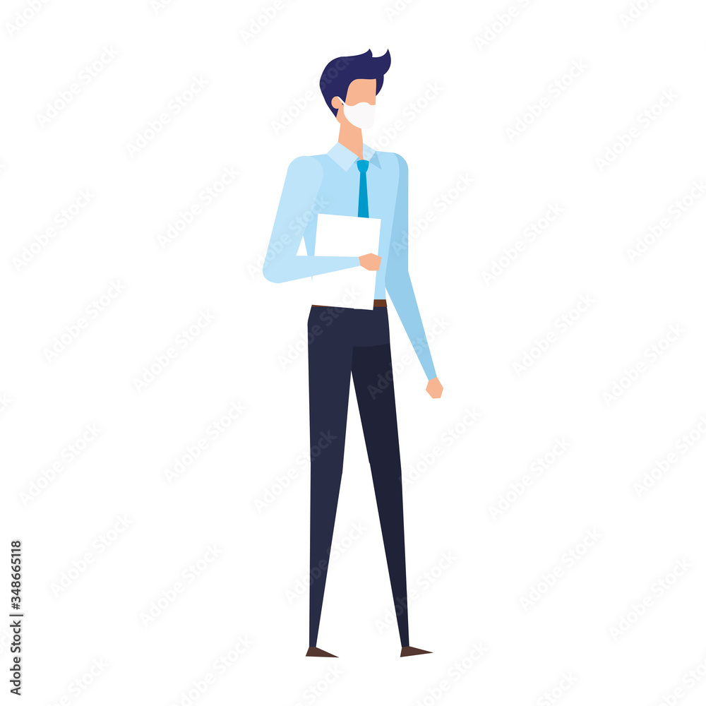 businessman using face mask isolated icon vector illustration design businessman using face mask isolated icon vector illustration design