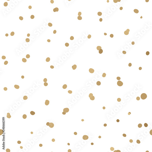 Golden polka dot background. Seamless pattern. White background, vector illustration EPS 10