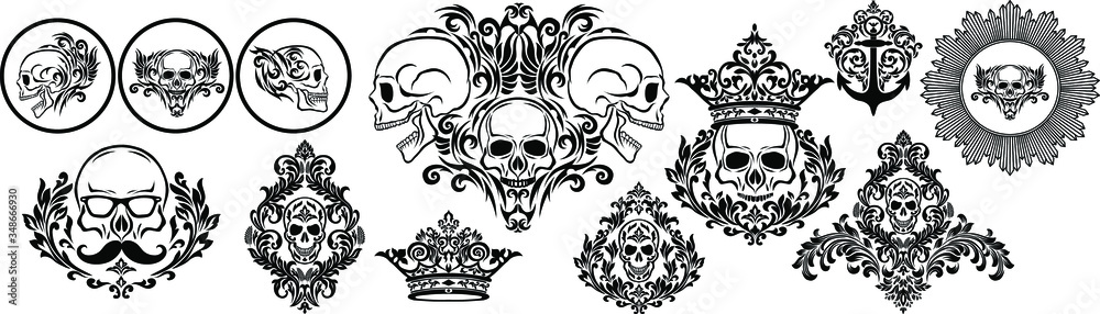 Fototapeta premium Set of Oriental damask patterns for greeting cards and wedding invitations.