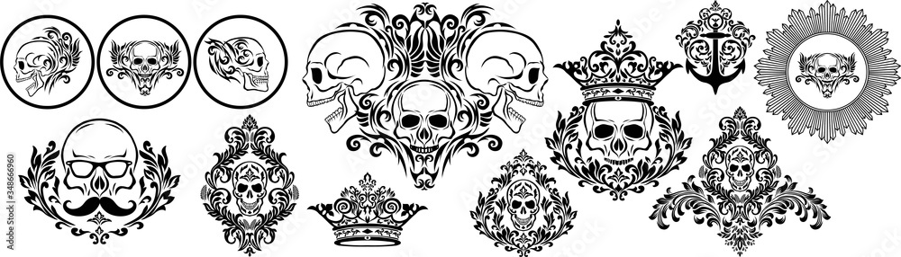 Fototapeta premium Damask white and black ornament.Traditional pattern.Decorative element eastern tracery.Floral ,victorian,baroque,Indian design. Texture for arabic wallpapers.