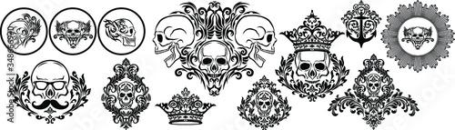 Set of Oriental  damask patterns for greeting cards and wedding invitations.